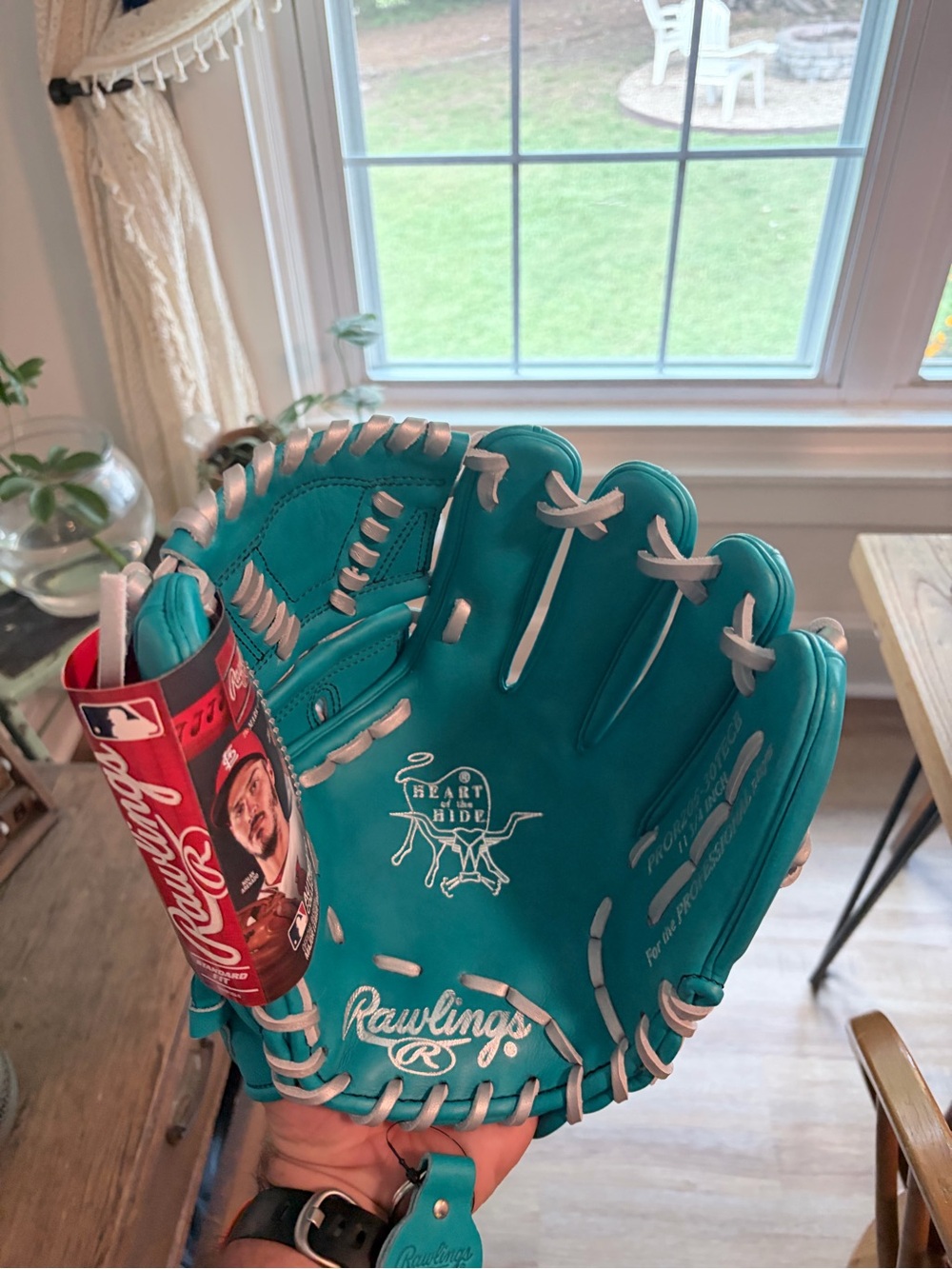 Rawlings Teal Heart of the Hide Baseball Glove - Teal/White Lacing RHT 11.75